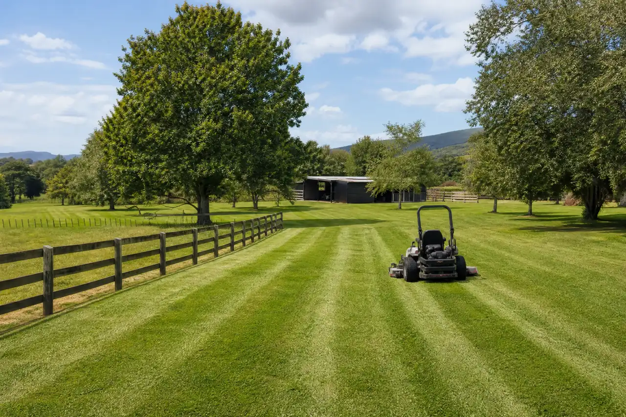 Freshly mown lawn on a large New Zealand lifestyle property